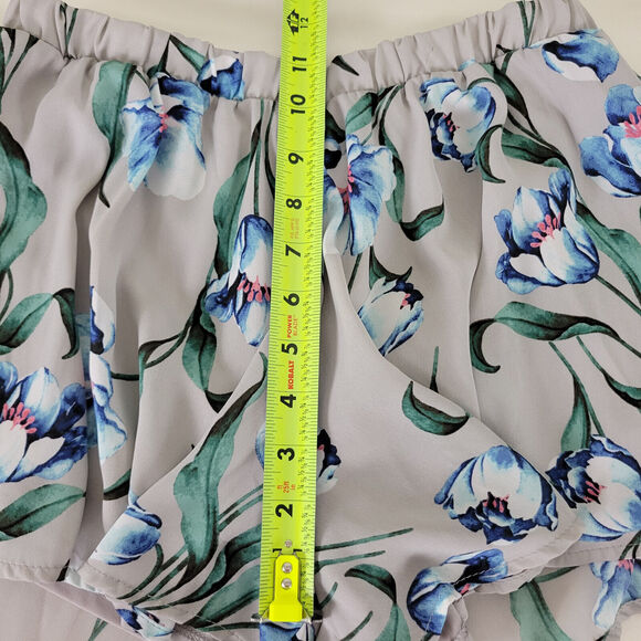 Peach Love Shorts Womens Small Gray High Rise Floral Lined Stretch Waist - Picture 7 of 10